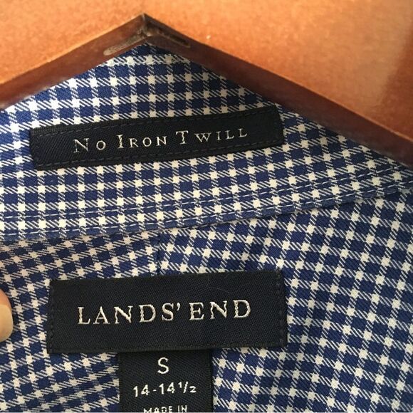 LANDS’ END No Iron Twill Short-sleeve Gingham Button Down Shirt | Size Small - Picture 4 of 6